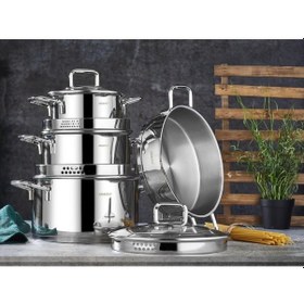 Resim Amboss Diamond Strainer 8 Parça Tencere Seti Dıa-6572 