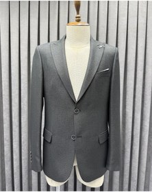 Resim Avni Ceylan Erkek Siyah Desenli Kumaş Kapaklı Cep Blazer Ceket 