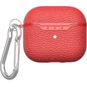 Resim MobaxAksesuar Apple Airpods 3. Nesil Kılıf Deri Tarzı Silikon Kılıf 03 Kırmızı 