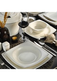 Resim Kütahya Porselen Bone Mare 62 Parça 1079020 Desenli Yemek Takımı 