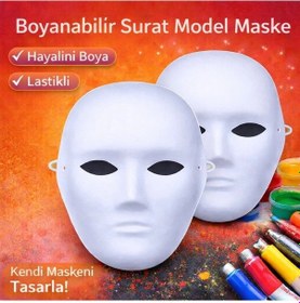 Resim Boyanabilir Surat Model Maske Lastikli Kendin Tasarla 
