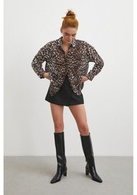 Resim Never More Leopar Desen Gömlek Siyah Siyah 