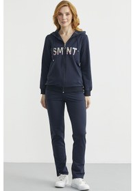 Resim Fermuarlı Oversize Eşofman Takım - Lacivert Lacivert 