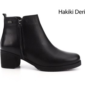 Resim GÖNDERİ(R) Kadın / Kız Siyah Fermuarlı Kalın Topuklu Hakiki Deri Bot 