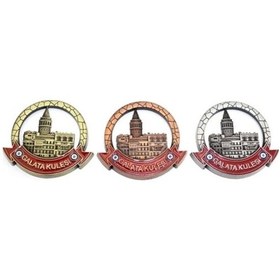 Resim İstanbul Temalı Metal Magnet Galata Kulesi Yuvarlak Tasarım 