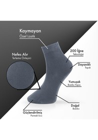 Resim Saf Bambu Erkek Yarım Konç Düz Füme Çorap Dikişsiz Premium Kutulu 6'lı L5952aznp Softaura 