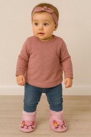 Resim gigigiyim Tavşan Desenli Kız Bebe Panduf 