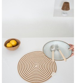 Resim Kahverengi Krem Makrome Amerikan Servis 2'liörme Supla Kahverengi 