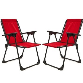 Resim Exent 2 Adet Lüx Katlanır Kamp Piknik Plaj Sandalyesi, Çift Dikişli 120 Kg Kapasiteli -kırmızı Çok Renkli 