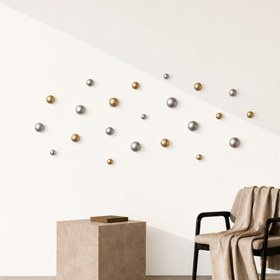 Resim Wallipop Silver - Gold Duvar Dekoru - 24'lü Set 