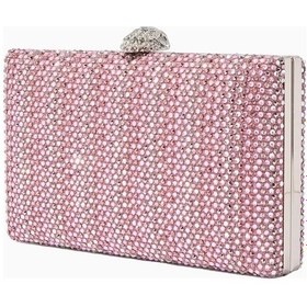 Resim Kurt Geiger Crystal Kensington Taşlı Lüks Tasarım Kadın Clutch Çanta Pembe 
