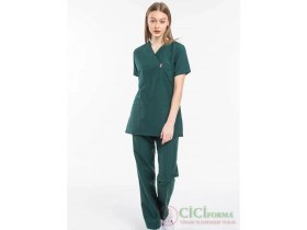 Resim Cici Forma Zarf Yaka Petrol Yeşili Takım 