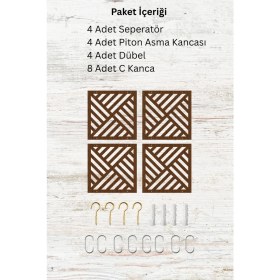 Resim Lazer Kesim Sarkıt Paravan, Ahşap Separatör, Oda Bölücü 4'lü Panel Levha Zarif Model 