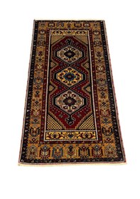 Resim El Dokuma Göbekli Sıfır Yahyalı Halısı 89x167 Kök Boya %100 Yün Halı Kırmızı 