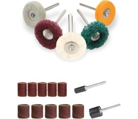 Resim Depolife Polisaj Parlatma Çapak Alma Tekerlek Fırça Seti Dremel Proxxon Cihazlar Için Zımpara 17 Parça Set 