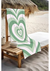 Resim Dijital Baskı Plaj Deniz Havlusu Kalpli Desen Peştamal Hvl0194 Renkli 
