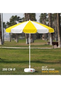 Resim Sarı - Beyaz Plaj Şemsiyesi 200 Cm Ø Beyaz - Sarı 