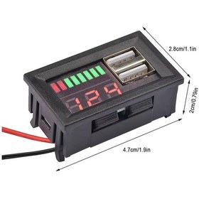 Resim 12V Dijital Kırmızı Voltmetre USB 5V 2A Araç Şarj Paneli 