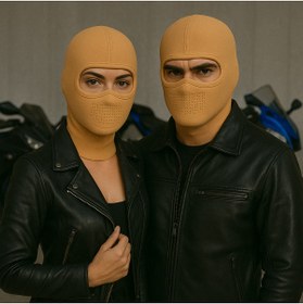 Resim headwear Bej Balaklava Maske | %100 Polyester, Dikişsiz, Nefes Alabilir – Unisex Outdoor & Taktik Maske 