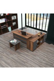 Resim L'occi Concept Diego Abf Ofis Masa Sehpa Klasör Dolabı 3'lü Büro Masa Takımı Barok-antrasit 