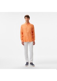Resim Nautica Erkek Turuncu Classic Fit Keten Gömlek Düz W55101t Turuncu 