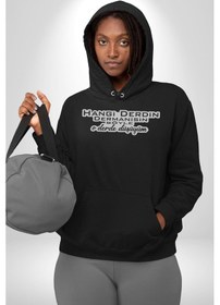 Resim Hangi Derdin Dermanısın Söyle O Derde Düşüyüm Yazılı Kadın Erkek Siyah Kapüşonlu Sweatshirt Hoodie Siyah 