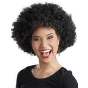 Resim Siyah Renk Kıvırcık Afro Bonus Parti Peruğu 