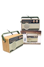 Resim Ahşap Şarjlı Nostaljik Radyo Analog Fm Radyo Usb Retro Müzik Ses Sistemi 