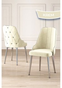 Resim Canisa Asel Serisi 90x160 Lak Panel Siyah Mermer Desen Krom Detay Masa Takımı Ve 6 Krem Sandalye Siyah Mermer Masa Sandalye Krem Krom Detay 