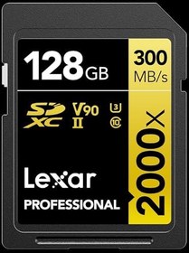 Resim Lexar Profesyonel 2000x 128GB SDXC UHS-II Kart, 300MB/s'ye Kadar Okuma, DSLR, Sinema Kalitesinde Video Kameralar (LSD2000128G-BNNNU) 