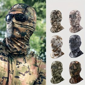 Resim 1 adet Erkek ve Kadınlar için Kamuflaj Balaclava - Hafif Polyester Yüz Maskesi, Ayarlanabilir Askı, Tam Baş ve Boyun Kapsama, Dış Mekan Bisikleti, Balıkçılık, Motosiklet Sürme ve Yürüyüş için İdeal - Bahar/Yaz Güneş Koruma, Motosiklet Sürme Ekipmanı | Şık Güneş Koruma | Örgü Dokusu 