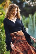 Resim İspanyol Kol Crop Bluz 