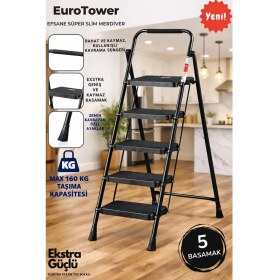 Resim Ertekpa 5 Basamak Siyah Merdiven Geniş Basamaklı Eurotower, Et5 