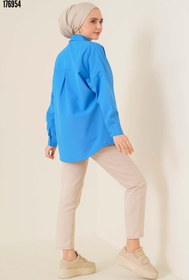 Resim 103901 Oversize Basic Tesettür Gömlek Saks 