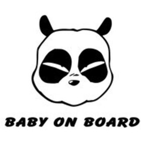 Resim habune Panda Kafası Bebek On Board Tasarım Oto Sticker Siyah 15*8 Cm 