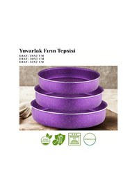 Resim 3lü Granit Yuvarlak Fırın Tepsisi Seti - Violet Diğer 