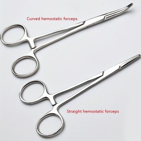 Resim Paslanmaz Çelik Hassas Hemostatik Pense - Kavisli & Düz Uçlar, 12.5 cm, Tıbbi, Dikiş, Balıkçılık, Kesim, Evcil Hayvan Kene Çıkarma & Elektronik Tamir için Çok Amaçlı Alet, Tıbbi Hassas Alet | Hassas Tutma Sapı | Paslanmaz Çelik Alet 