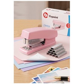 Resim Açık Pembe Zımba Makinesi No:10 1 Adet Fixpoint P-4499 Pastel Renkler Küçük Zımba Makinası Ve Teli 15 20 Sayfa Ofis Büro 