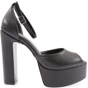 Resim Dgn 113 Kadin Kalin Taban Topuklu Ayakkabi 113-2174-R1534 Siyah 