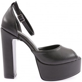 Resim Dgn 113 Kadin Kalin Taban Topuklu Ayakkabi 113-2174-R1534 Siyah 