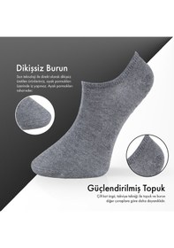 Resim Lion Monroe Saf Bambu Erkek Sneaker Gri Melanj Çorap Dikişsiz Görünmez Bilekte Spor Çorap Premium 6'lı L5952aznb Softaura 