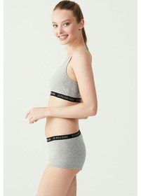 Resim U.S. Polo Assn. Kadın Gri Melanj Sporcu Büstiyer Şort Set 65003 