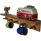 Resim RealWood Ahşap Dekoratif Duvar Askılığı Ve Rafı, Montessori Çocuk Odası Rafı 55 Cm. 