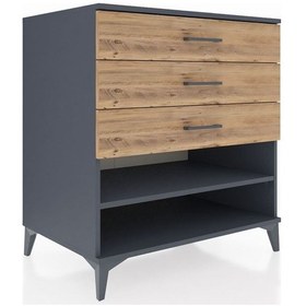 Resim Kronos Şifonyer Tek Raflı 3 Çekmeceli 88x59x96 Antrasit-çam Antrasit 