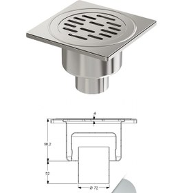 Resim Maxiflow Paslanmaz Yer Sifonu Premium 20x20 Alt Çıkışlı Ø 70 14117 