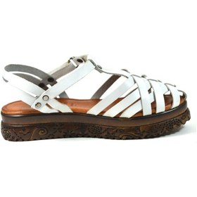 Resim Bayrak Beyaz Deri Kız Çocuk Bodrum Gladyatör Bodrum Sandalet Beyaz 