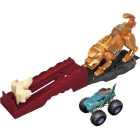 Resim Hot Wheels Monster Trucks Aksiyona Başlangıç Oyun Seti Sabretooth Showdown Hero GYL09-GYL10 