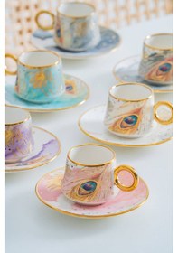 Resim Acar Astera 6 Kişilik Porselen Kahve Fincan Takımı - 90 Ml Renkli 