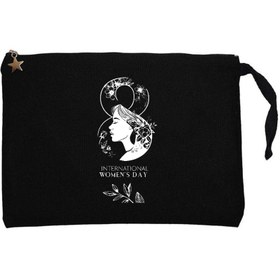 Resim Monokrom 8 Mart Siyah Clutch Astarlı Cüzdan / El Çantası - Siyah 