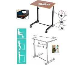 Resim Depolife Notebook Laptop Bilgisayar Çalışma Masası Eğim Yükseklik Ayarlı Tekerlekli Servis Sehpası Ceviz 